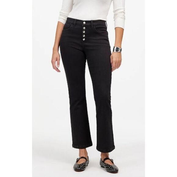 Madewell Kick Out Jeans Mid Rise Flare Leg Ankle Length Black  NWT 30 - Picture 2 of 11